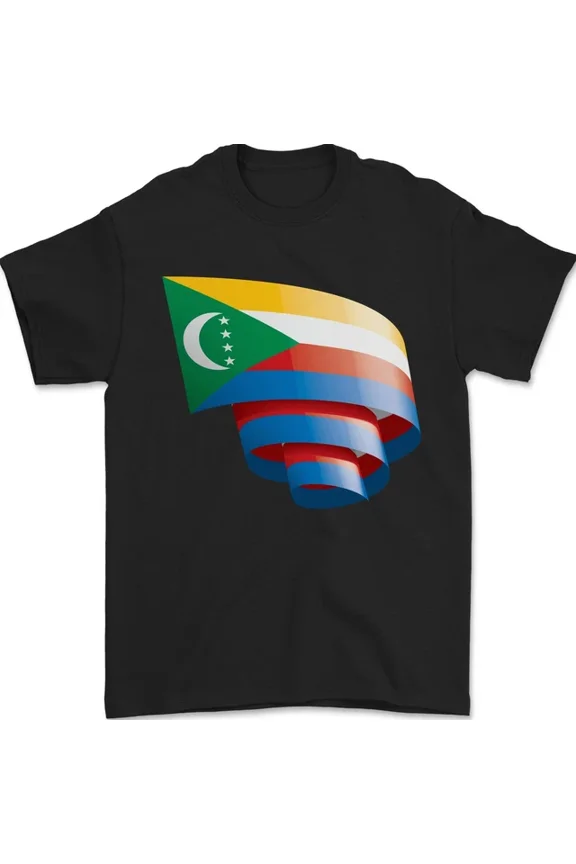 Tee With Curled Comoros Flag Comorian Day Football Mens Womens S-5Xl T-Shirt