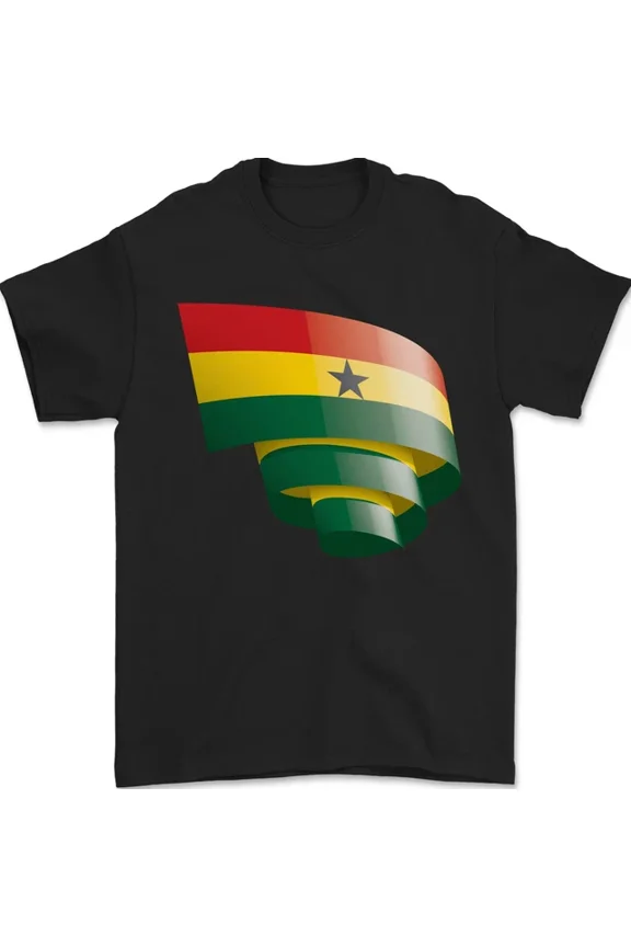 Tee With Curled Ghana Flag Ghanaian Day Football Mens S-5Xl T-Shirt
