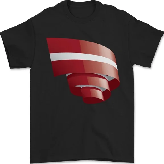 Kiraa Tee With Curled Latvia Flag Latvian Day Football Mens Womens S-5Xl T-Shirt