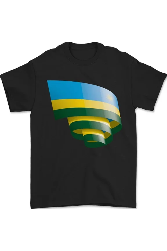 Tee With Curled Rwanda Flag Rwandan Day Football Mens Womens S-5Xl T-Shirt