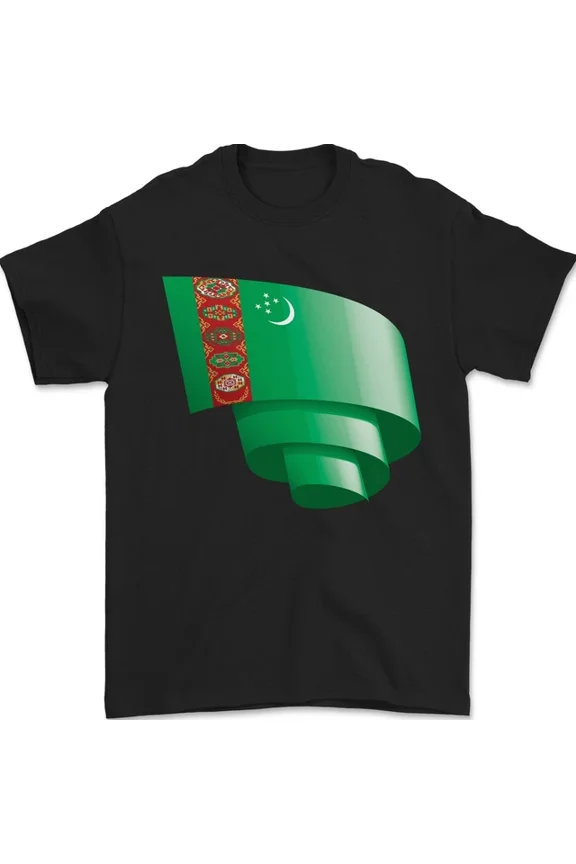 Tee With Curled Turkmenistan Flag The Turkmen Day Football Mens Womens S-5Xl T-Shirt