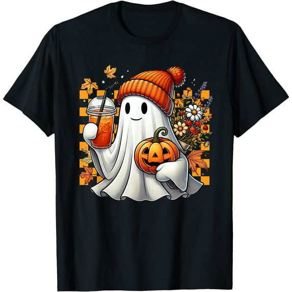 Kiraa Tee With Cute Ghost Coffee Halowen Ghost Ice Coffee Unisex S-5Xl T-Shirt