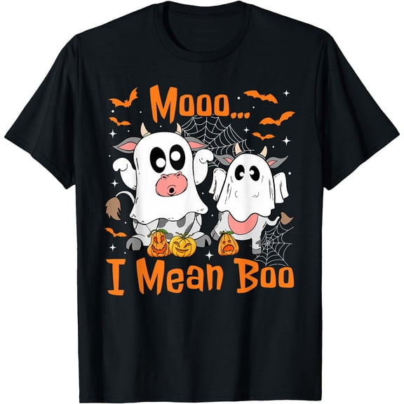 Kiraa Tee With Cute Ghost Cow Moo I Mean Boo Halowen Funny Cow Lover Unisex S-5Xl T-Shirt