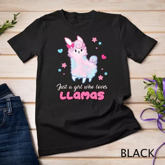 Kiraa Tee With Cute Llama Girl Shirt Just A Girl Who Loves Llama Unisex T-Shirt