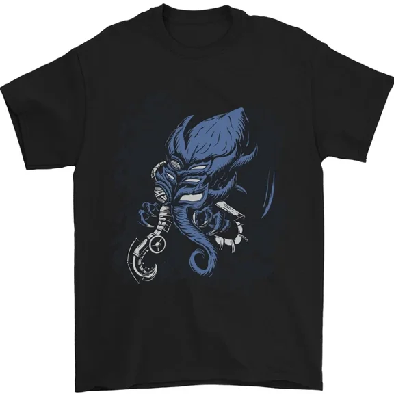 Kiraa Tee With Cyberpunk Cthulhu Kraken Octopus Mens S-5Xl T-Shirt