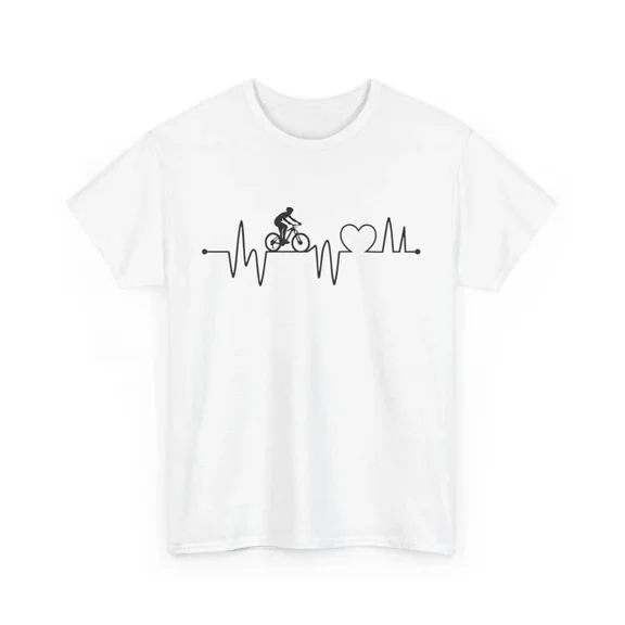 Kiraa Tee With Cyclist T-Shirt S-5Xl | Bishirt | Bicycle Heartbeat Line | Bicycle Shirt Birthday Gifts; For Men & Women