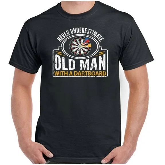 Kiraa Tee With Darts T-Shirt Never Underestimate An Old Man With A Dartboard Mens Womens Flights