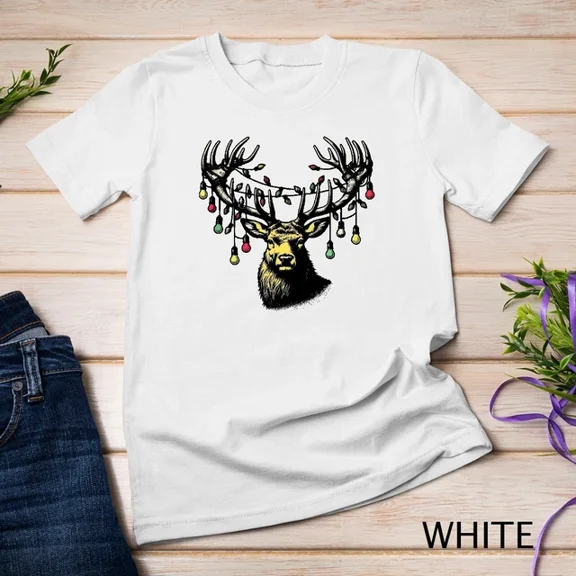 Kiraa Tee With Deer Buck Doe All Want For Christmas Lights Buck Men Women Unisex S-5Xl T-Shirt Birthday Gifts; For Men & Women