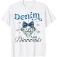 thumbnail image 1 of Kiraa Tee With Denim And Diamonds Bow Ladies Girls Women T-Shirt Birthday Gifts; For Men & Women, 1 of 4