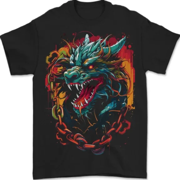 Kiraa Tee With Dragon In Chains Fantasy Mens Womens S-5Xl T-Shirt