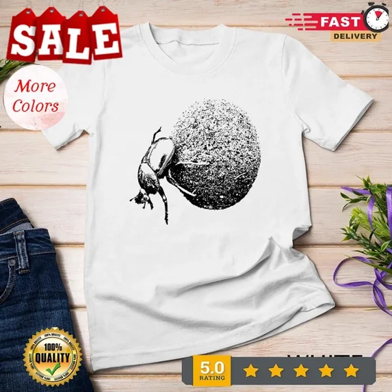 Kiraa Tee With Dung Beetle Rolling Dung Ball T-Shirt In Bold Monochrome Unisex T-Shirt Birthday Gifts; For Men & Women