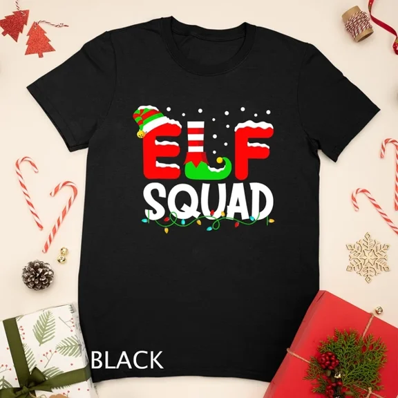 Kiraa Tee With Elf Squad Shirt Funny Family Christmas Matching Pajamas Xmas Unisex T-Shirt