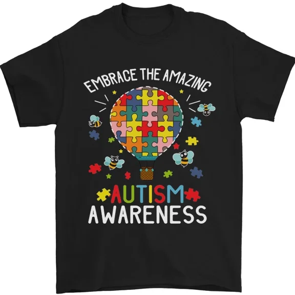 Kiraa Tee With Embrace The Amazing Autism Autistic Asd Mens S-5Xl T-Shirt