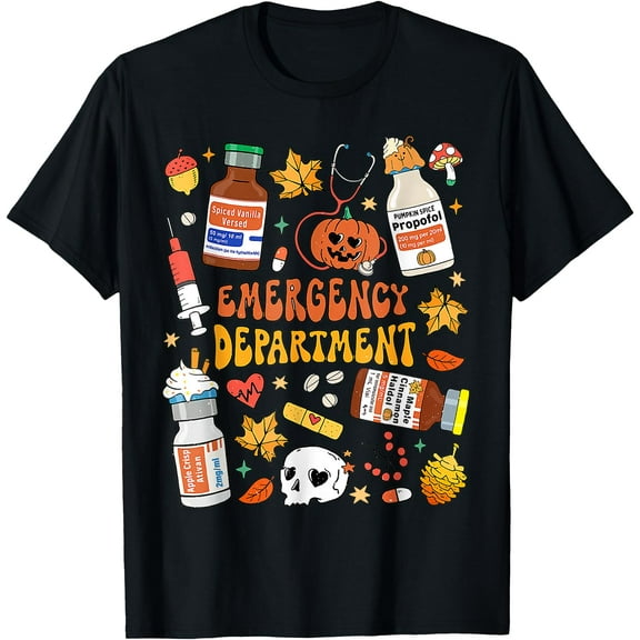Kiraa Tee With Emergency Department Funny Er Nurse Halowen Spooky Season Unisex S-5Xl T-Shirt