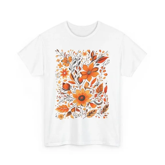 Kiraa Tee With Fall Aesthetic T-Shirt S-5Xl | Autumn Leaves | Floral Fall Flowers Cottagecore T-Shirt S-5Xl Birthday Gifts; For Men & Women