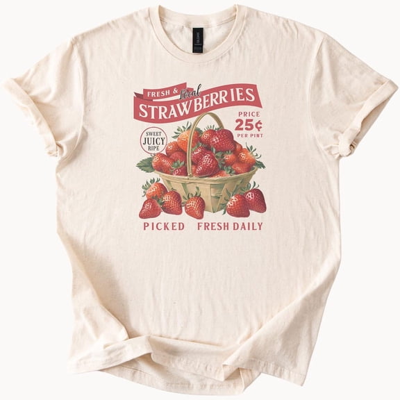 Kiraa Tee With Farmers Market Strawberry Tee Fresh Local Fruit T Shirt Birthday Gifts; For Men & Women