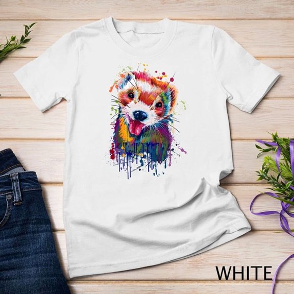 Kiraa Tee With Ferret Face Graphics Hand Drawn Splash Art Ferret Pet Lover Unisex S-5Xl T-Shirt Birthday Gifts; For Men & Women