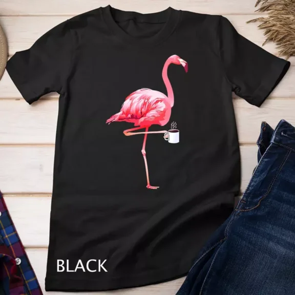 Kiraa Tee With Flamingo Coffee Lover Gift T-Shirt Unisex T-Shirt