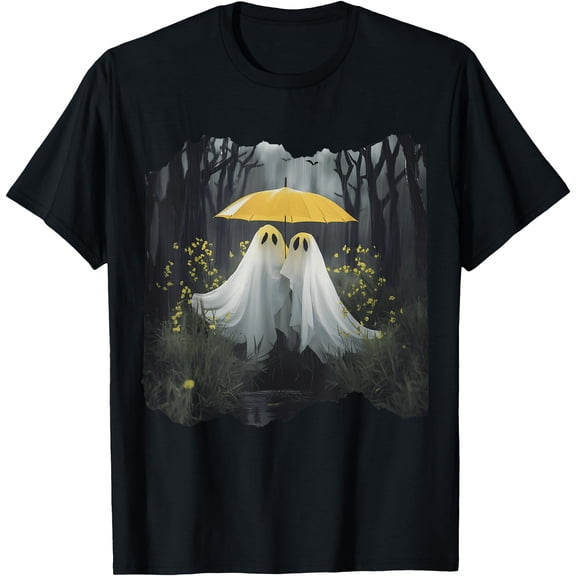 Kiraa Tee With Floral Ghost Holds Umbrella Couple Spooky Season Men Unisex S-5Xl T-Shirt