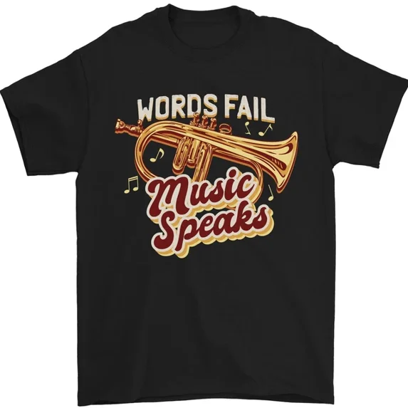 Kiraa Tee With Flugelhorn Music Speaks Where Words Fail Mens S-5Xl T-Shirt