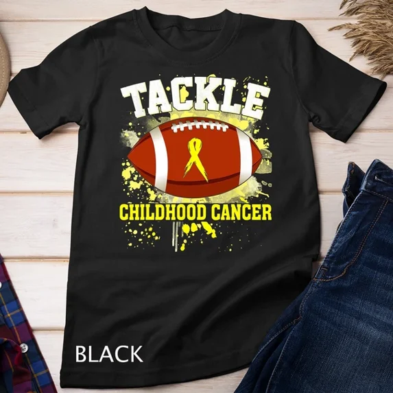 Kiraa Tee With Football Tackle Childhood Cancer Awareness Rugby Unisex T-Shirt