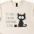 thumbnail image 1 of Kiraa Tee With Funny Cat Shirt Its Fine Im Fine Everything Is Fine Cat Cotton Natural Beige Tee Humorous Birthday Gifts; For Men & Women, 1 of 4