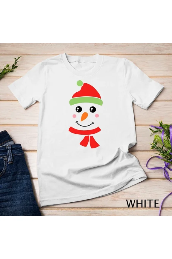 Tee With Funny Christmas Eve Boy Snowman Face Pajama Costume Toque Unisex S-5Xl T-Shirt Birthday Gifts; For Men & Women