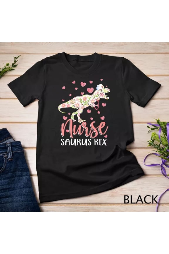 Tee With Funny Dinosaur Scrub Nurse Life Rn Nursing Lpn Floral Mother Unisex S-5Xl T-Shirt