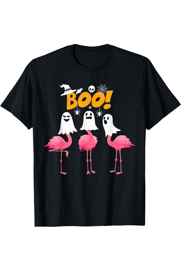 Tee With Funny Flamingo Boo Flamingo Lover Spooky Ghost Halowen Unisex S-5Xl T-Shirt