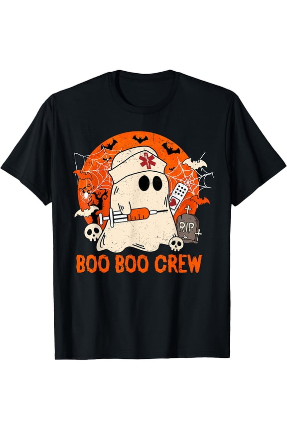 Tee With Funny Ghost Boo Boo Crew Halowen Nurse Nursing Girl Unisex S-5Xl T-Shirt