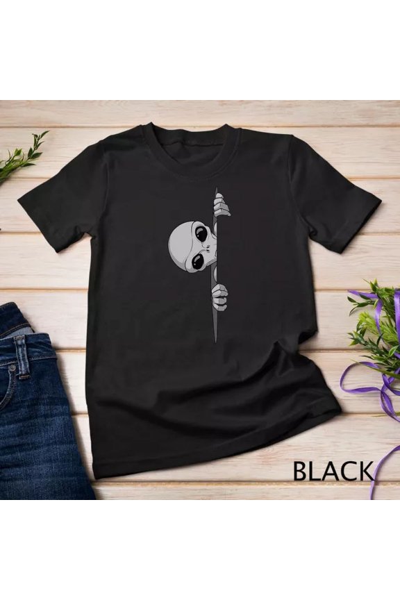 Tee With Funny Grey Alien Area 51 Ufo Peaking Zeta Reticuli Unisex S-5Xl T-Shirt