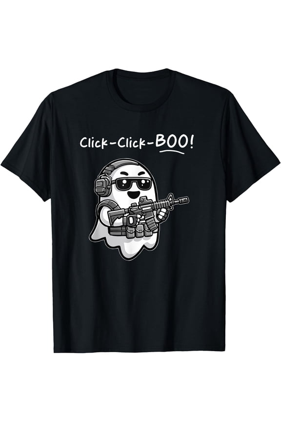 Tee With Funny Tactical Ghost Click Click Boo Halowen Veteran Party Unisex S-5Xl T-Shirt