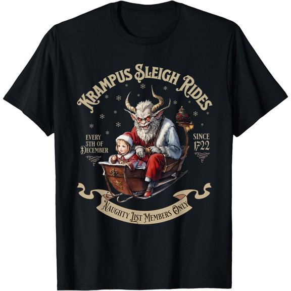 Kiraa Tee With Funny Vintage Krampus Sleigh Rides Spooky Ckristm@S Season Unisex S-5Xl T-Shirt