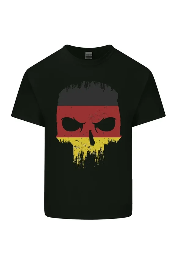 Tee With Germany Skull German Gym Biker Flag Mens Womens S-5Xl T-Shirt