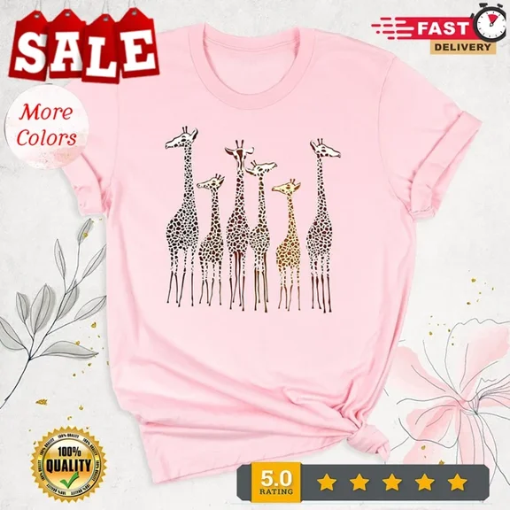 Kiraa Tee With Giraffe Shirt, Animal Print Safari Tshirt, Nature Lover Shirt, Zoo Shir... Birthday Gifts; For Men & Women