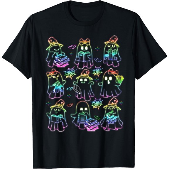Kiraa Tee With Girlie Ghost Bookish Halowen Spooky Book Lovers Unisex S-5Xl T-Shirt