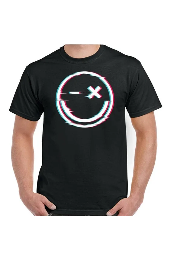 Tee With Glitch Face T-Shirt, Smile 90'S Acid Music Rave Party Hacienda Fac51 Dance Top