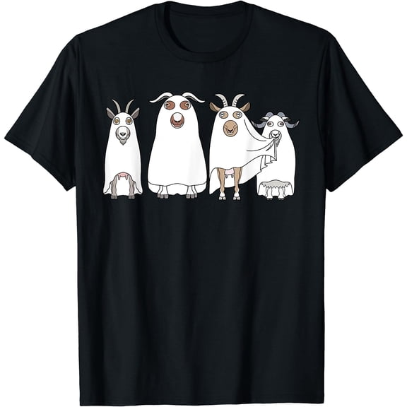 Kiraa Tee With Goat Ghost Halowen Farmer Goat Lover Scary Spooky Season Unisex S-5Xl T-Shirt