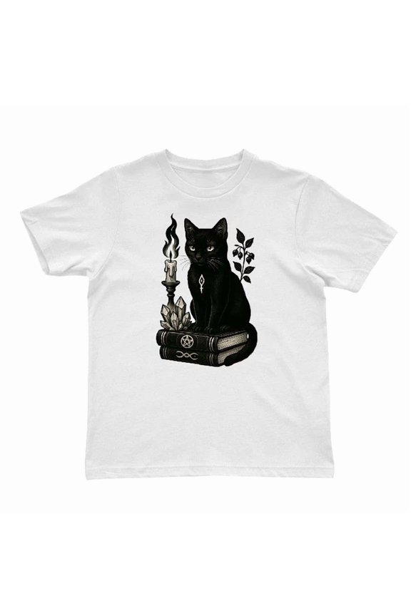 Tee With Gothic Black Cat T-Shirt, Witchy Lo-Fi Horror Shirt, Streetwear Graphic Tees Birthday Gifts; For Men & Women