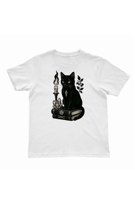 Tee With Gothic Black Cat T-Shirt, Witchy Lo-Fi Horror Shirt, Streetwear Graphic Tees Birthday Gifts; For Men & Women