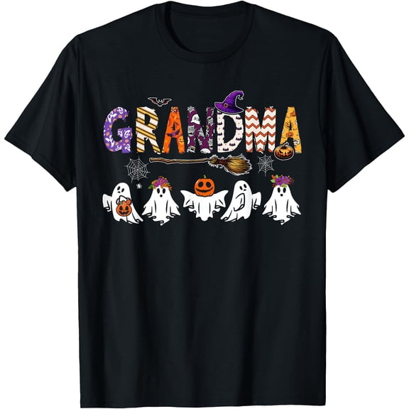 Kiraa Tee With Grandma Halowen Boo Ghost Horror Funny Party Unisex S-5Xl T-Shirt