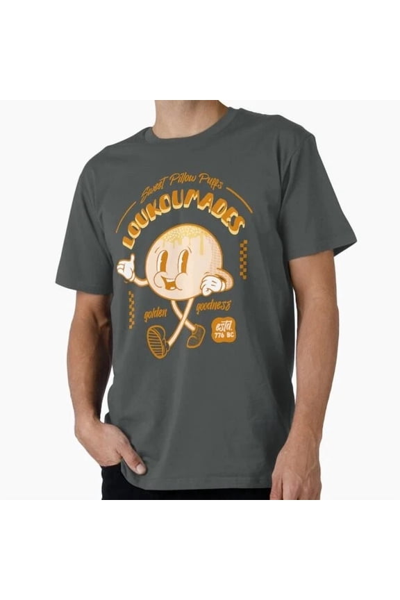 Tee With Greek Loukoumades Beignets Donut Retro Mascot Tshi T-Shirt S-5Xl