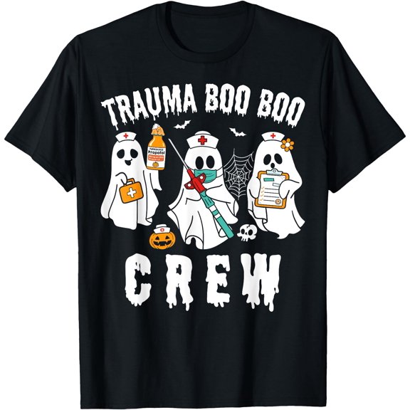 Kiraa Tee With Groovy Trauma Boo Crew Funny Halowen Nurse Unisex S-5Xl T-Shirt