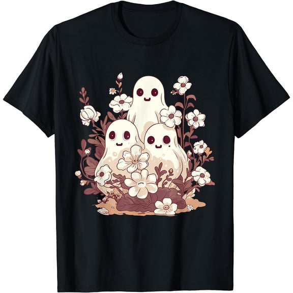 Kiraa Tee With Groovy Vintage Floral Ghost Cute Halowen Spooky Season Unisex S-5Xl T-Shirt