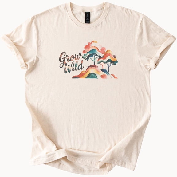 Kiraa Tee With Grow Wild Nature T Shirt Boho Trees Graphic Tee Earthy Womens Mens Clothing Birthday Gifts; For Men & Women