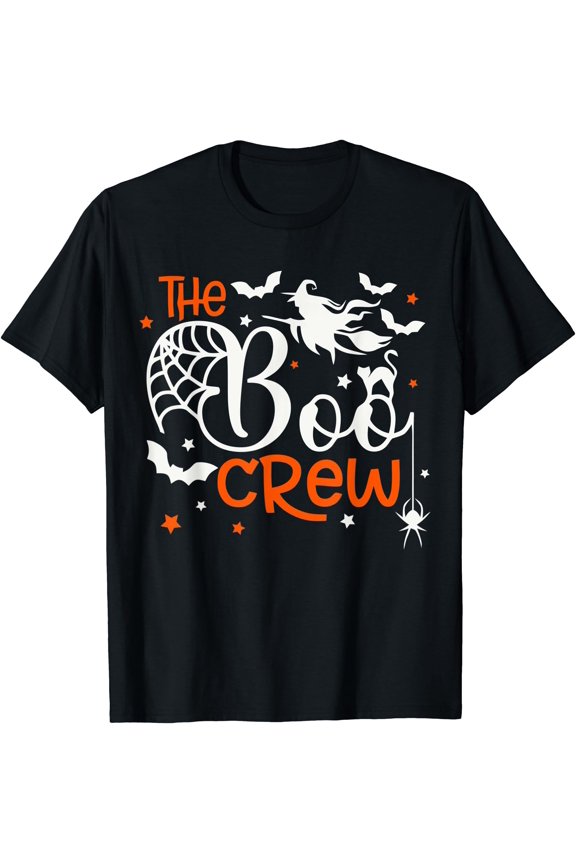 Tee With Halowen Boo Crew Witch, Bats & Spiders - Unisex S-5Xl T-Shirt