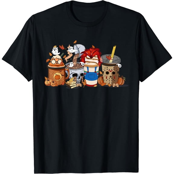 Kiraa Tee With Halowen Boo Fall Horror Skull Latte Coffee Pumpkin Unisex S-5Xl T-Shirt