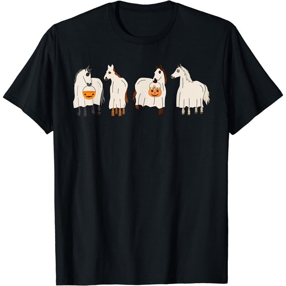 Kiraa Tee With Halowen Ghost Horses Spooky Season Funny Horse Unisex S-5Xl T-Shirt