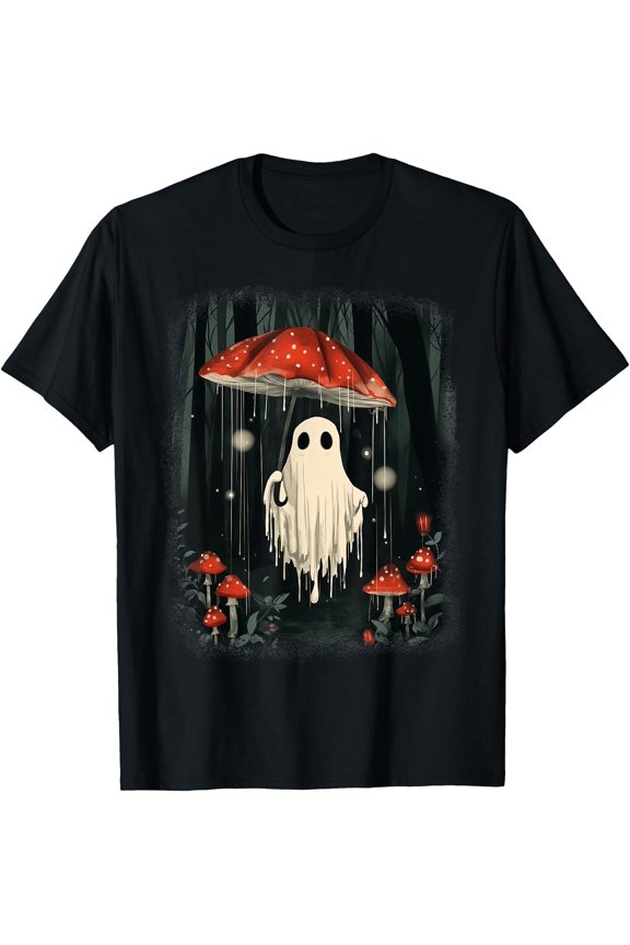 Tee With Halowen Ghost Mushroom Spooky Season Cottagecore Men Unisex S-5Xl T-Shirt