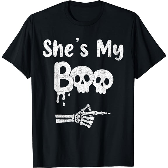 Kiraa Tee With Halowen Pajama Couples, She’S My Boo Skull Face Unisex S-5Xl T-Shirt